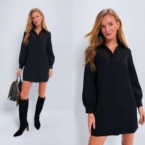 Tuckernuck Black Long Sleeve mesh front Etta Dress